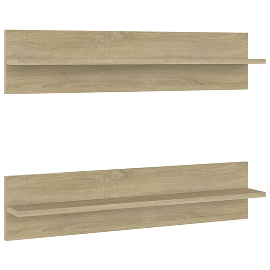 Takashi Set Of 2 Wooden Wall Shelf In Sonoma Oak
