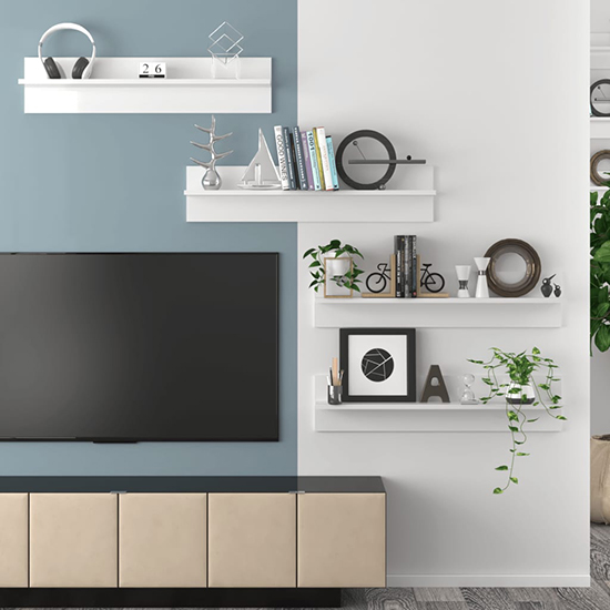 Takashi Set Of 4 High Gloss Wall Shelf In White thumbnail