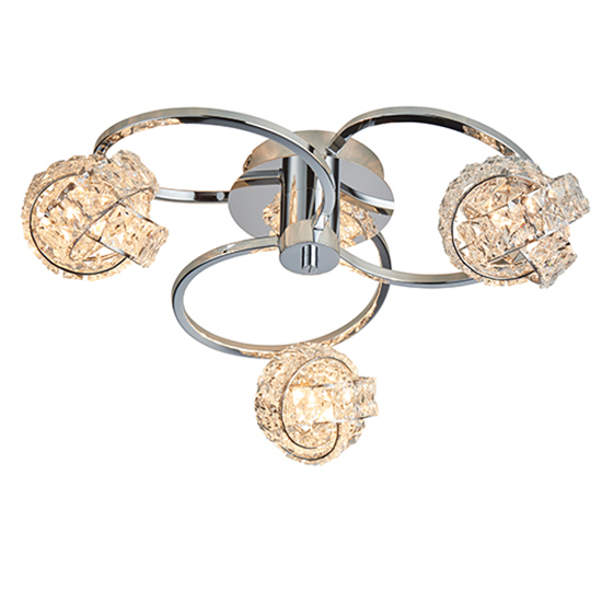 Product photograph of Talia 3 Lights Clear Crystal Semi Flush Ceiling Light In Chrome from Furniture in Fashion