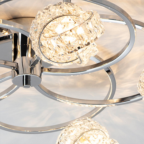 Talia 5 Lights Clear Crystal Semi Flush Ceiling Light In Chrome