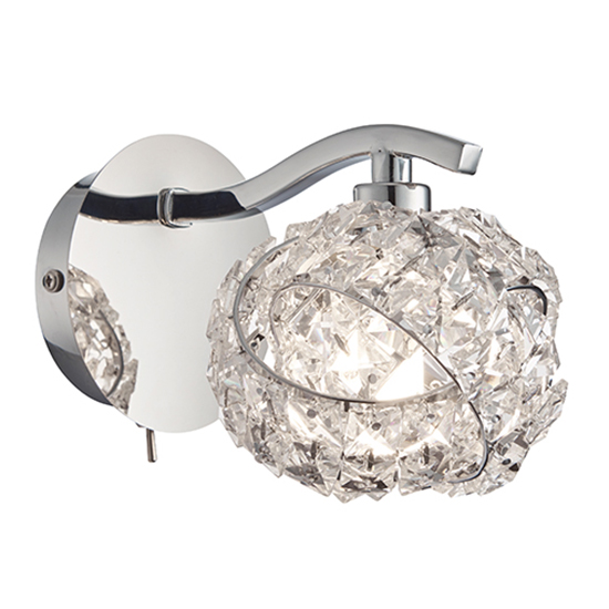 Photo of Talia clear crystal wall light in chrome