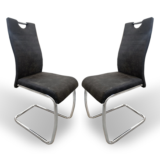 Read more about Teny suede effect dark grey fabric dining chairs in pair