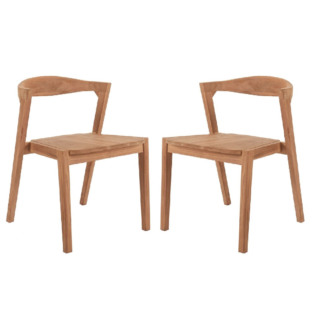 Product photograph of Talihina Teak Wooden Stacking Dining Chairs In Pair from Furniture in Fashion