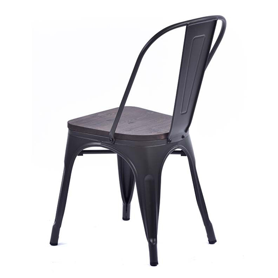 Talli Metal Side Chair In Black With Timber Seat