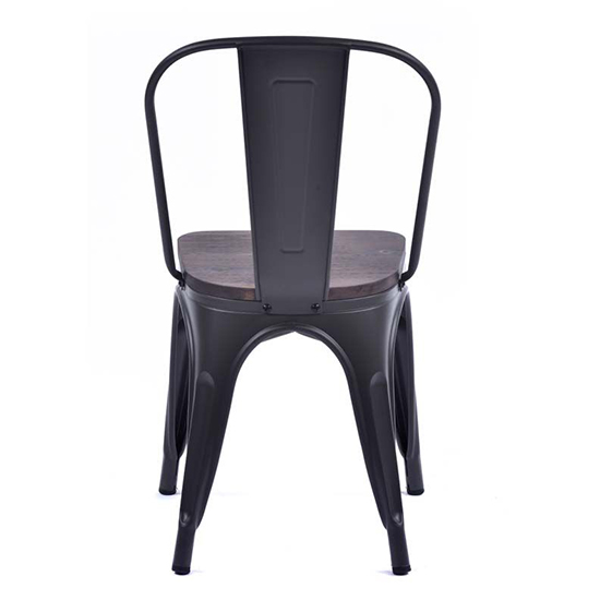 Talli Metal Side Chair In Black With Timber Seat