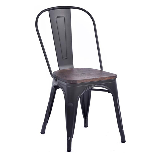 Read more about Talli metal side chair in black with timber seat
