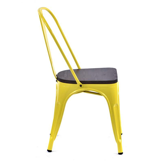 Talli Metal Side Chair In Yellow With Timber Seat