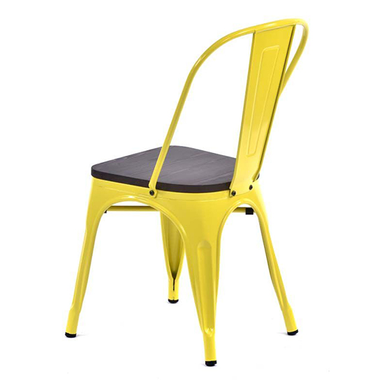 Talli Metal Side Chair In Yellow With Timber Seat