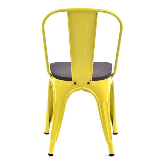 Talli Metal Side Chair In Yellow With Timber Seat
