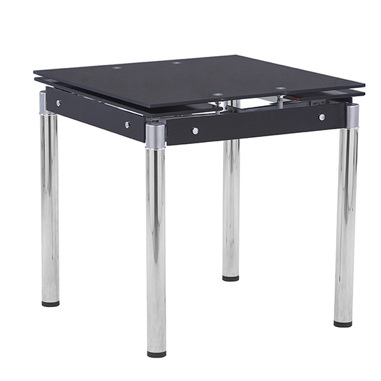 Tallis Extending Black Glass Dining Table With Chrome Legs_2