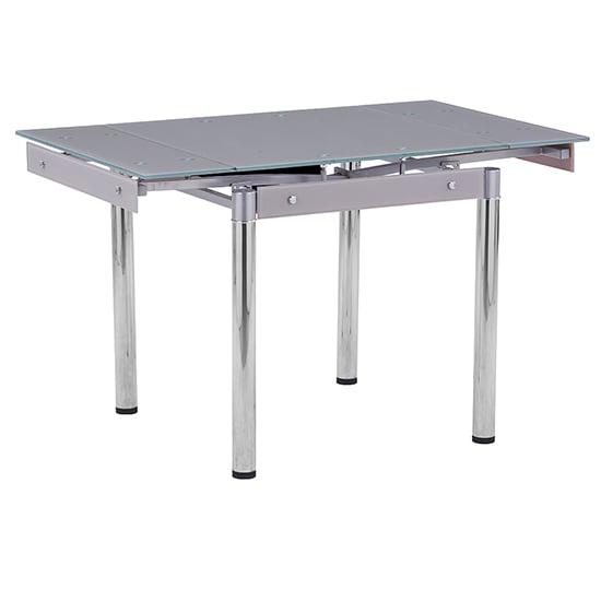 Tallis Extending Grey Glass Dining Table With Chrome Legs_1