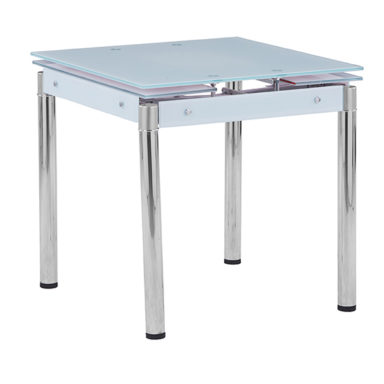 Tallis Extending White Glass Dining Table With Chrome Legs_2