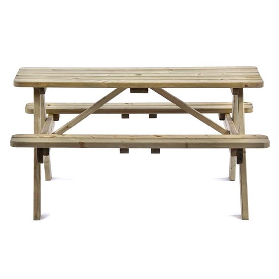Tallis Wooden Small Picnic Seating Bench In Green Natural