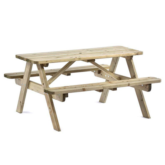 Tallis Timber 6 Seater Picnic Bench In Green Pine