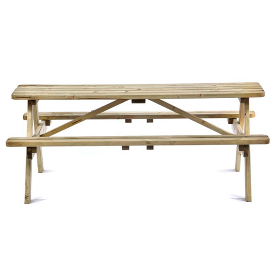 Tallis Wooden Large Picnic Seating Bench In Green Natural