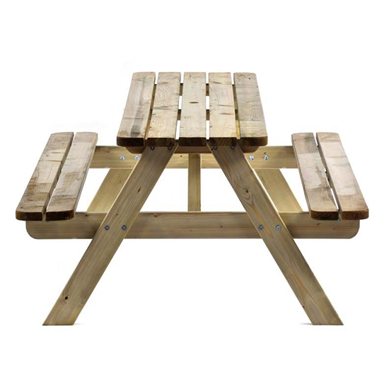 Tallis Wooden Large Picnic Seating Bench In Green Natural