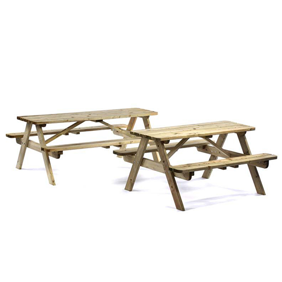Tallis Wooden Large Picnic Seating Bench In Green Natural
