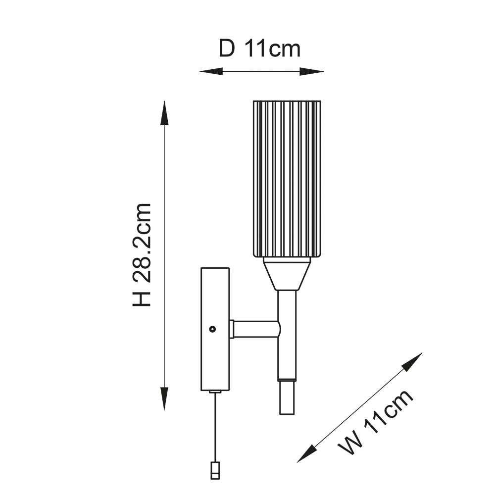 Talo Clear Ribbed Glass Shade Bathroom Wall Light In Chrome