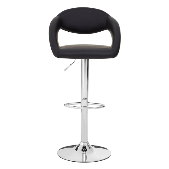 Talore Black Faux Leather Bar Chairs With Chrome Base In A Pair_2
