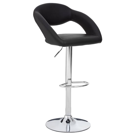 Talore Black Faux Leather Bar Chairs With Chrome Base In A Pair