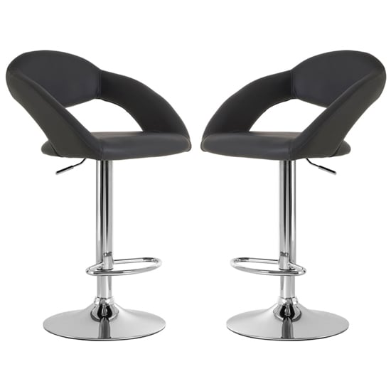 Read more about Talore grey faux leather bar chairs with chrome base in a pair