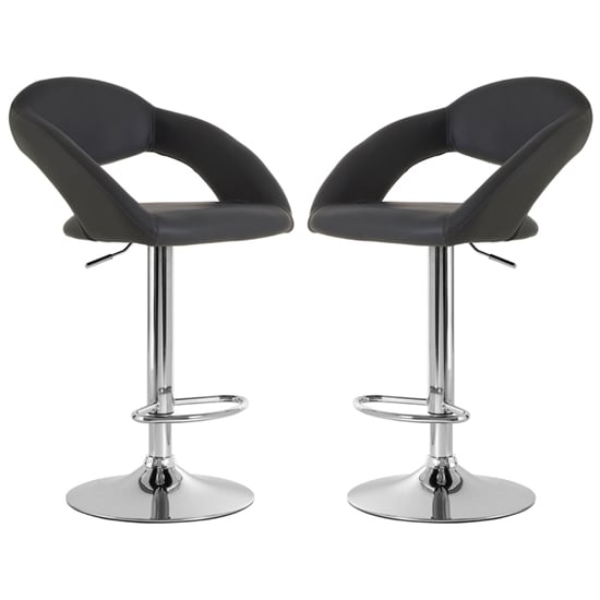 Photo of Talore grey faux leather bar chairs with chrome base in a pair