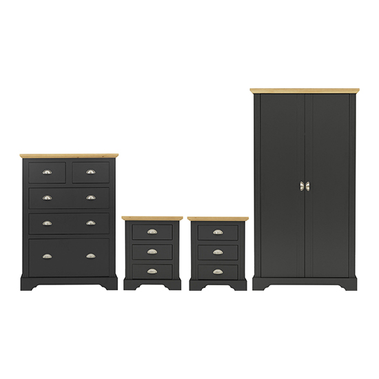 Product photograph of Talox Wooden 2 Doors Wardrobe Bedroom Set In Grey And Oak from Furniture in Fashion