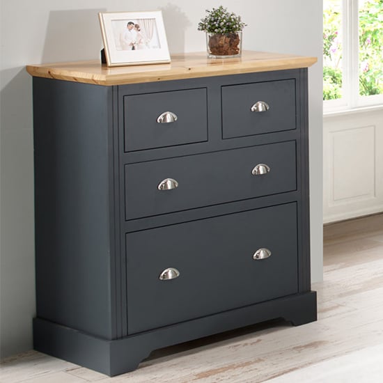 Product photograph of Talox Wooden Chest Of 4 Drawers In Grey And Oak from Furniture in Fashion