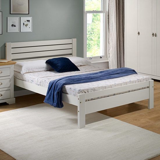 Product photograph of Talox Wooden Double Bed In White from Furniture in Fashion