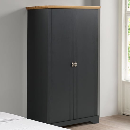 Photo of Talox wooden wardrobe with 2 doors in grey and oak