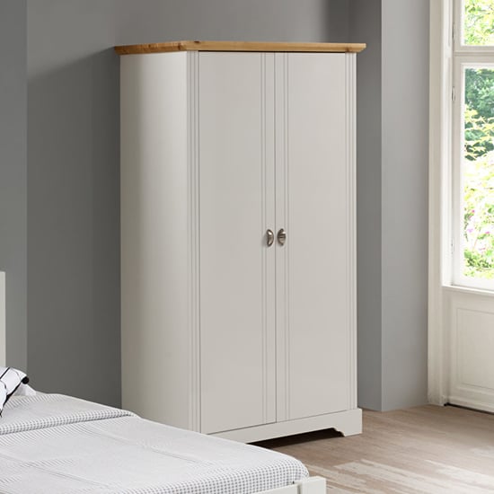 Talox Wooden Wardrobe With 2 Doors In White And Oak