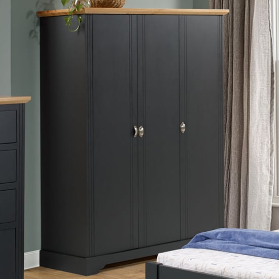 Photo of Talox wooden wardrobe with 3 doors in grey and oak