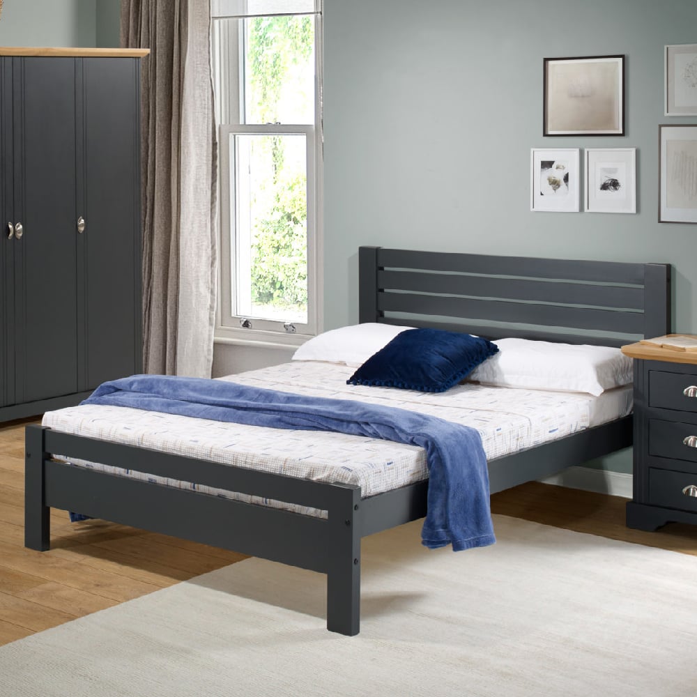 Read more about Talox wooden king size bed in dark grey