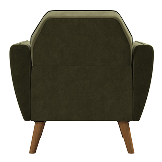 Taluka Velvet Armchair With Wooden Legs In Green