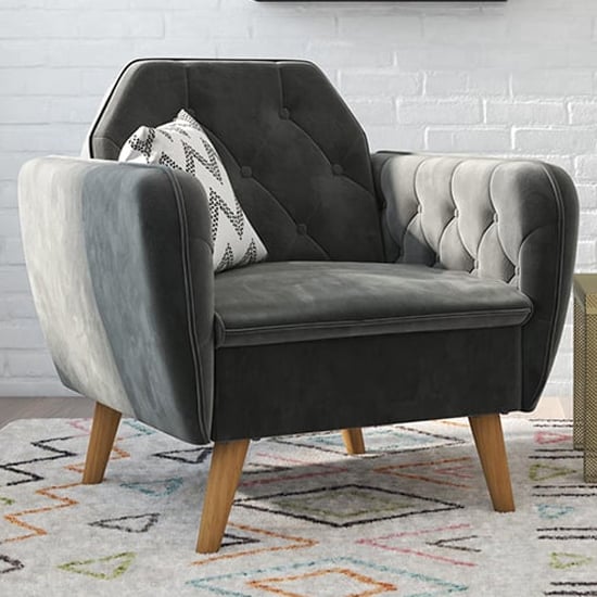 Read more about Taluka memory foam velvet armchair with wooden legs in grey