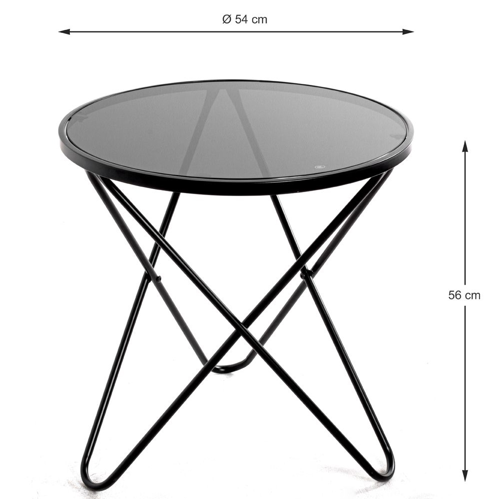 Tama Black Glass End Table With Steel Frame