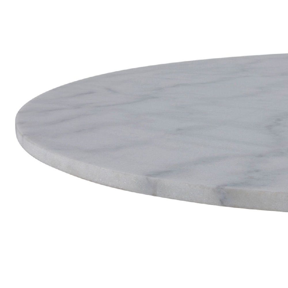 Tama White Marble Dining Table Round In Black Metal Base