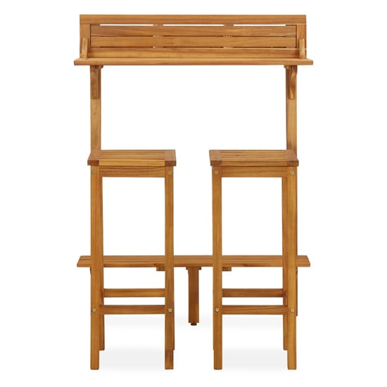 Tamia Wooden Balcony Bar Table With 2 Stools In Natural Furniture in