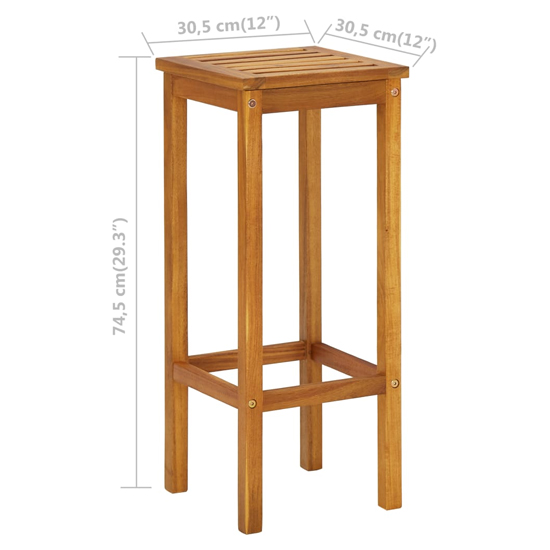 Tamia Wooden Balcony Bar Table With 2 Stools In Natural