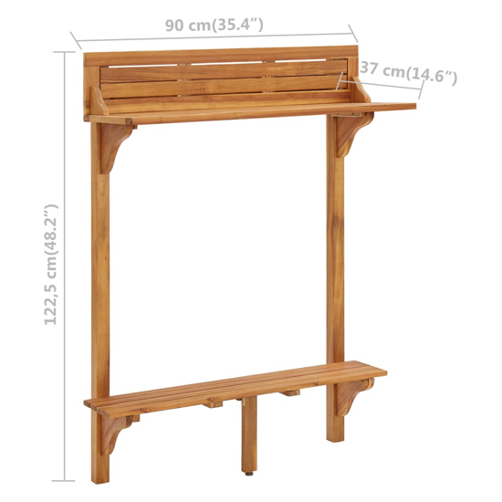 Tamia Wooden Balcony Bar Table In Natural