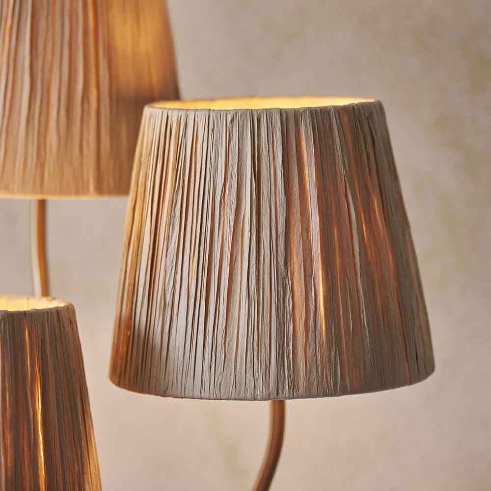 Tampa 3 Light Fabric Floor Lamp In Aged Brushed Brass