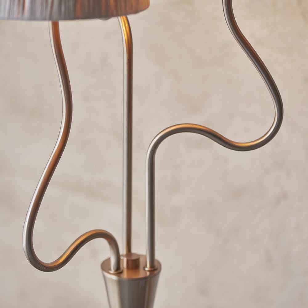 Tampa 3 Light Fabric Floor Lamp In Aged Brushed Brass