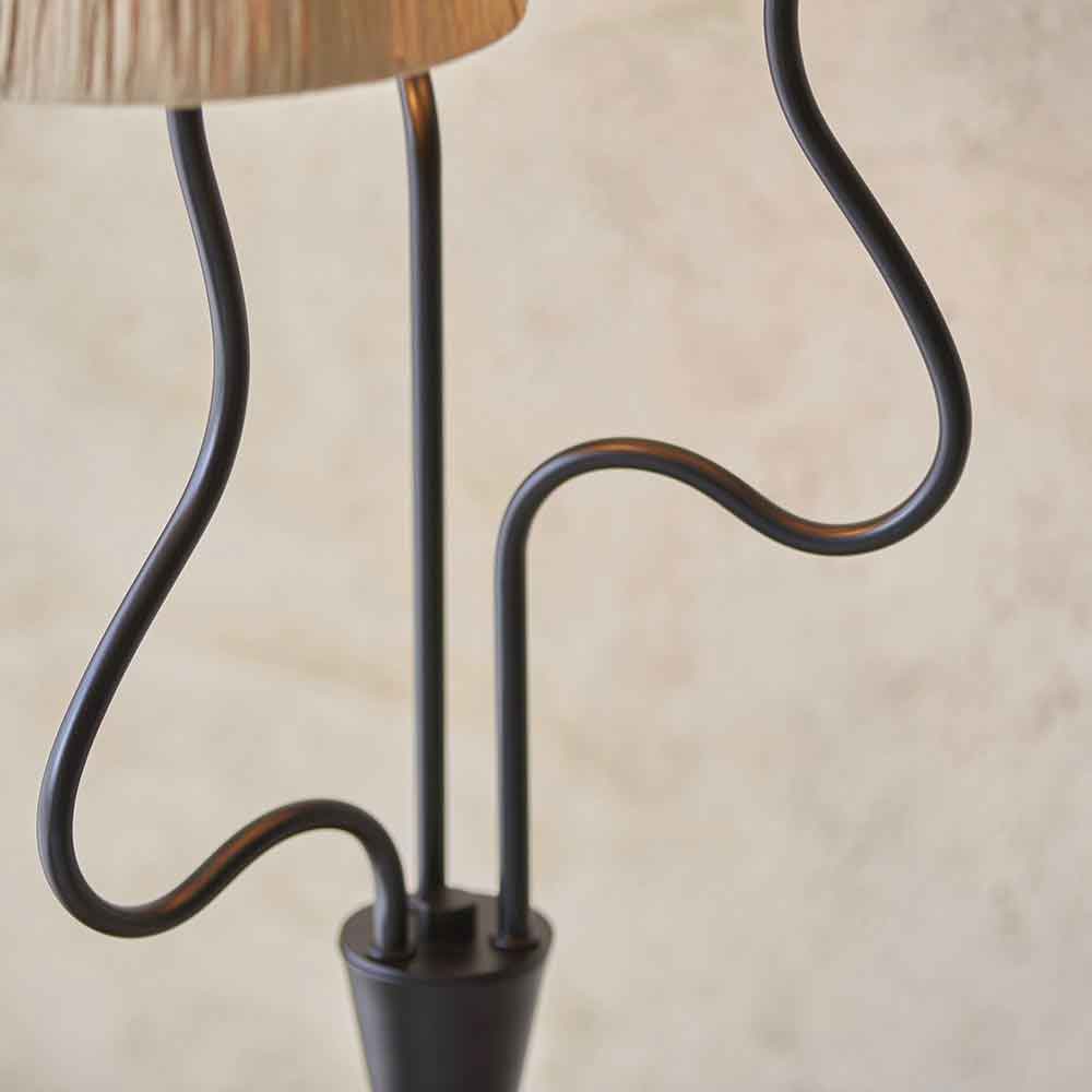 Tampa 3 Light Fabric Floor Lamp In Matt Black