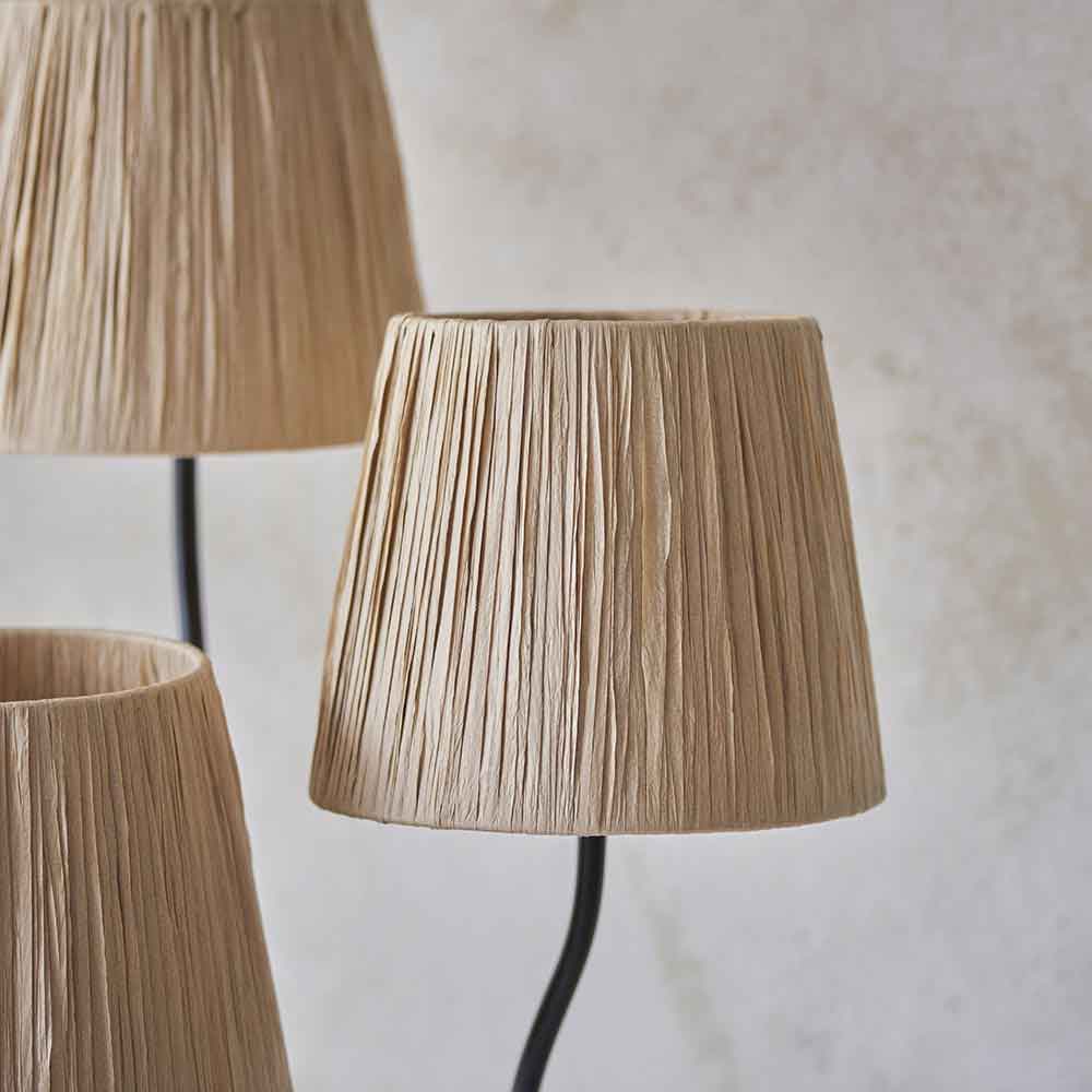 Tampa 3 Light Fabric Floor Lamp In Matt Black