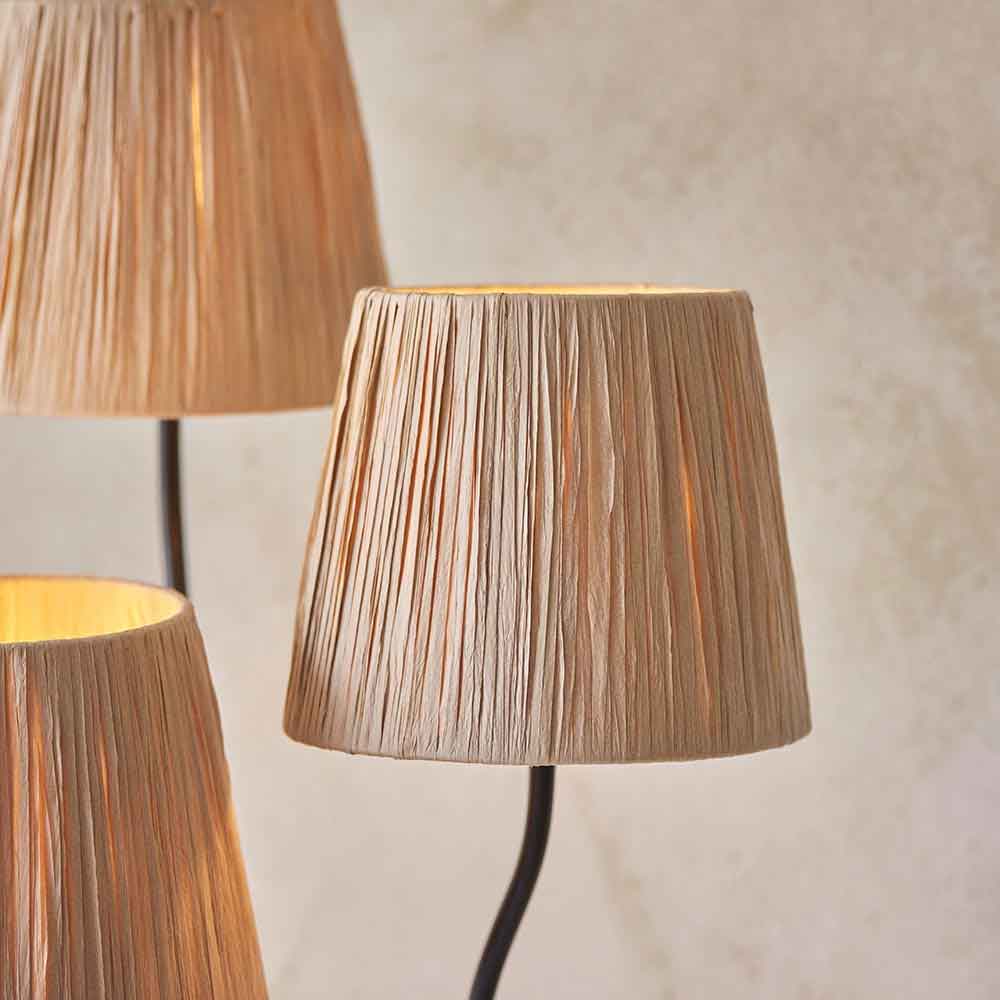 Tampa 3 Light Fabric Floor Lamp In Matt Black