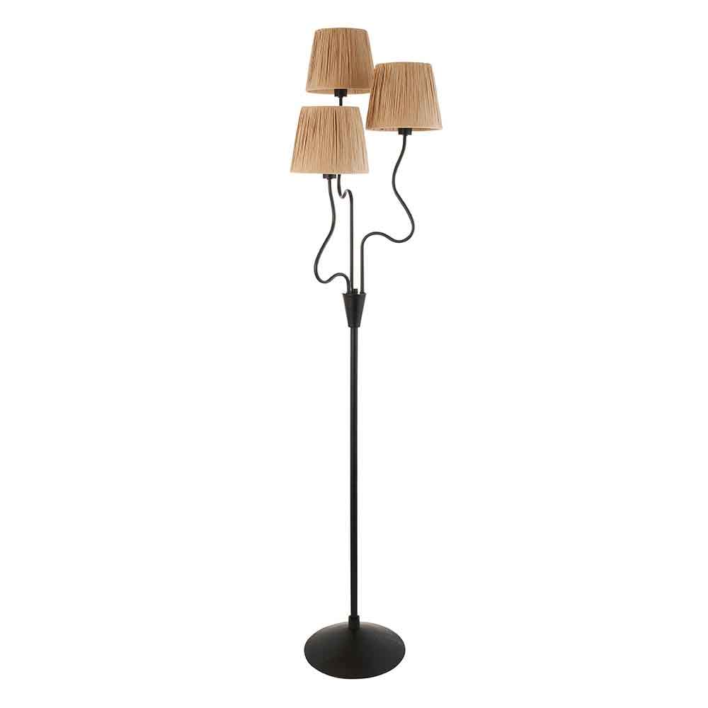 Tampa 3 Light Fabric Floor Lamp In Matt Black