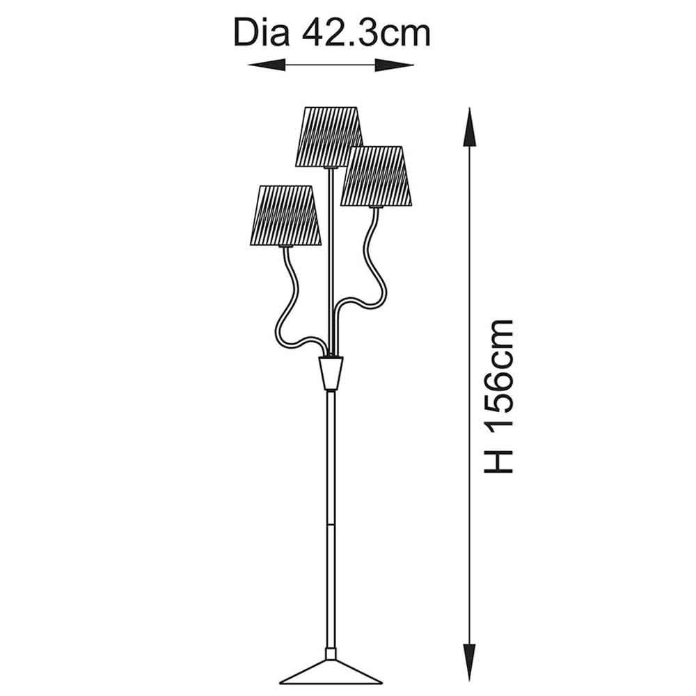 Tampa 3 Light Fabric Floor Lamp In Matt Black