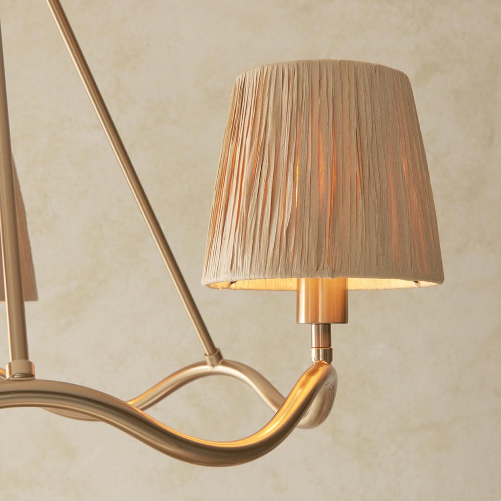 Tampa 3 Light Fabric Pendant Ceiling Light In Aged Brushed Brass