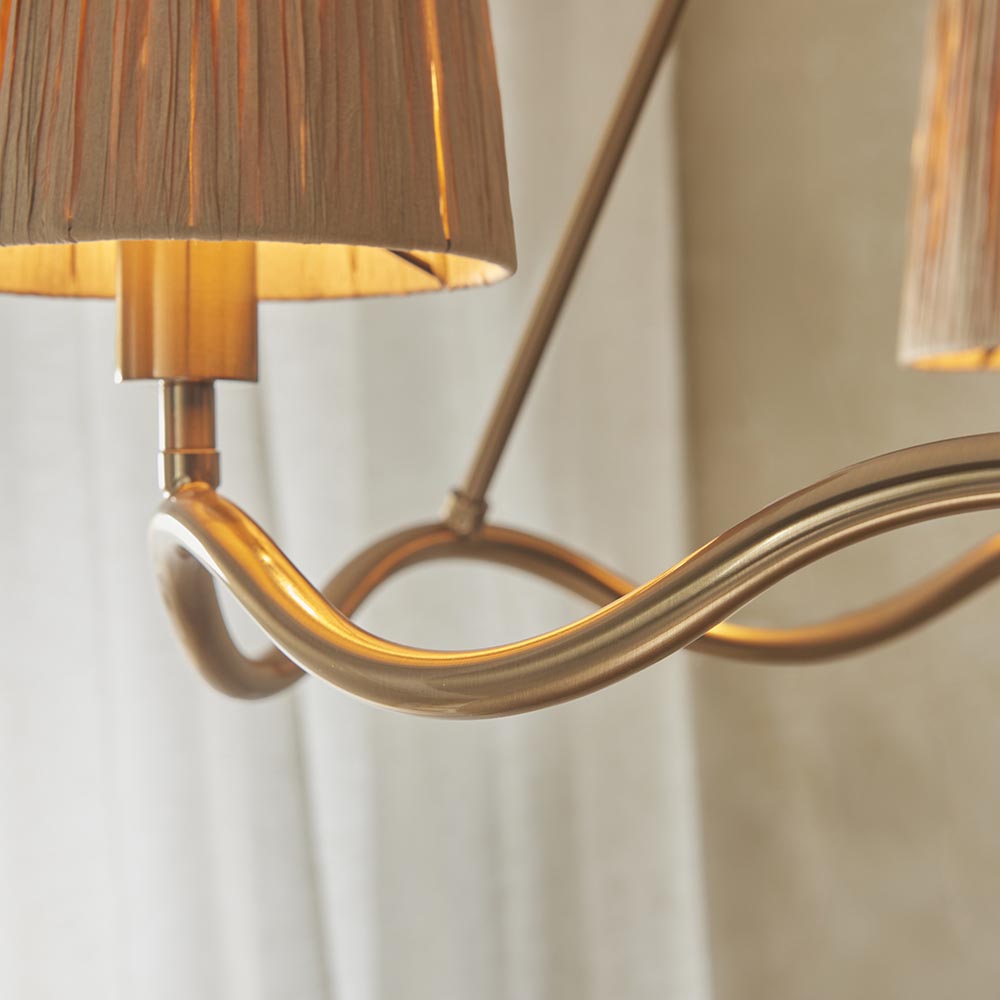Tampa 3 Light Fabric Pendant Ceiling Light In Aged Brushed Brass