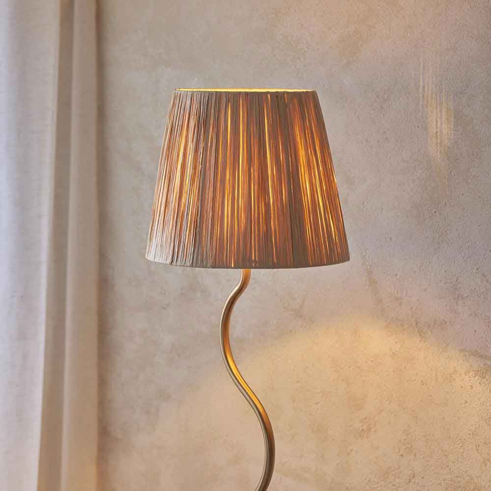 Tampa Fabric Floor Lamp In Aged Brushed Brass